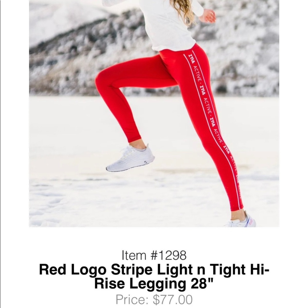 Zyia Red Logo Stripe Light N Tight Leggings